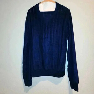 Vintage Kings Road cabled terrycloth v neck shirt. Size Large